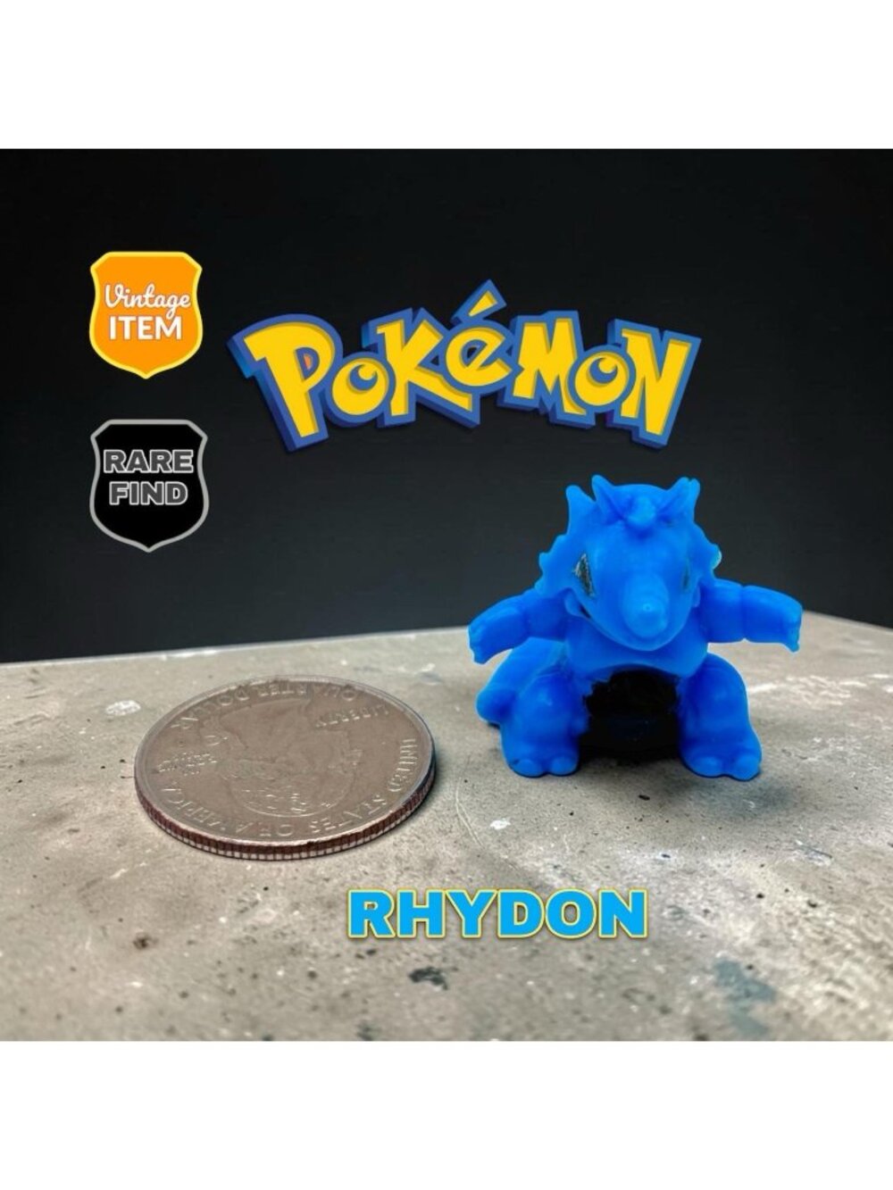 Vintage Pokémon Rhydon 1” Figure Blue Toy. RARE!